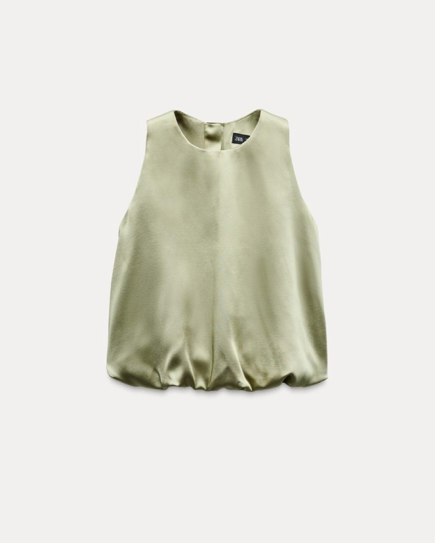 Zara Balloon Satin Top by Zara - Pickle