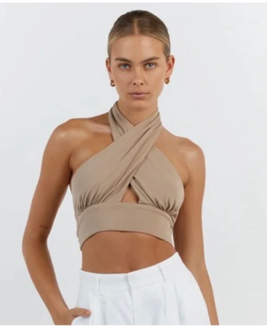 Dissh Amalfi Taupe Halter Crop Top by Dissh - Pickle