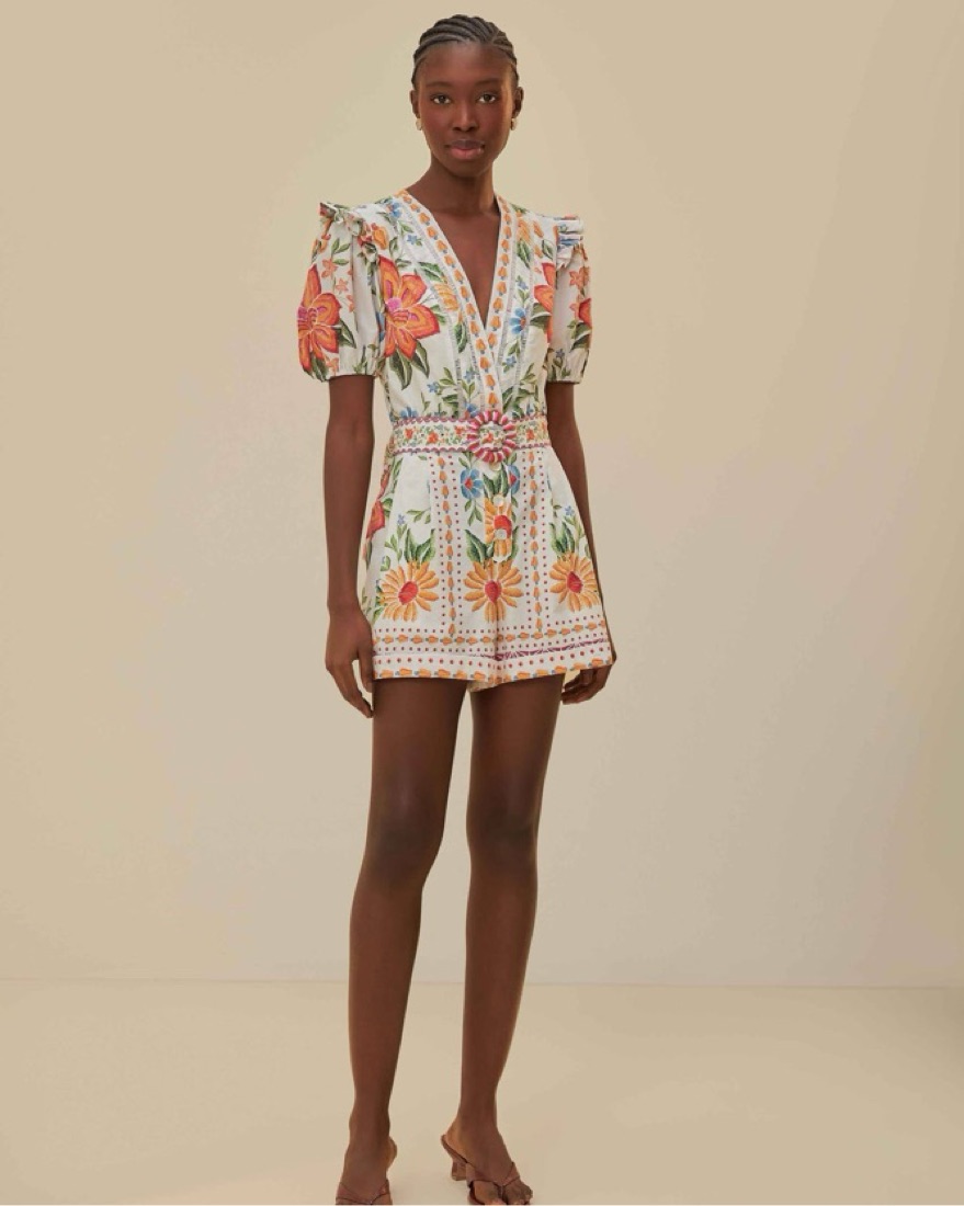 Farm Rio Off-White Bloom Garden Romper by Farm Rio - Pickle