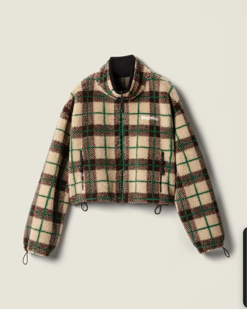 Miu Miu Teddy Check Fleece by Miu Miu - Pickle