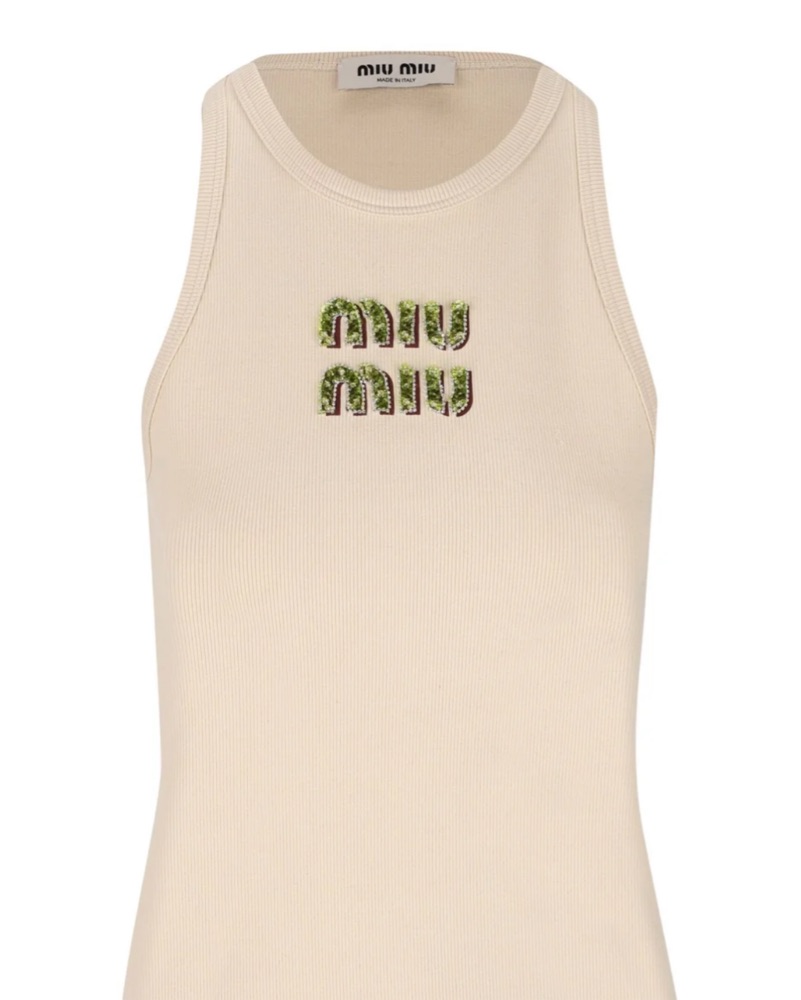 ✨miu miu ✨ロゴ タンクトップ サイズ36 ☆可愛くてお洒落☆【MiuMiu】ロゴ入り ビスコース タンクトップ