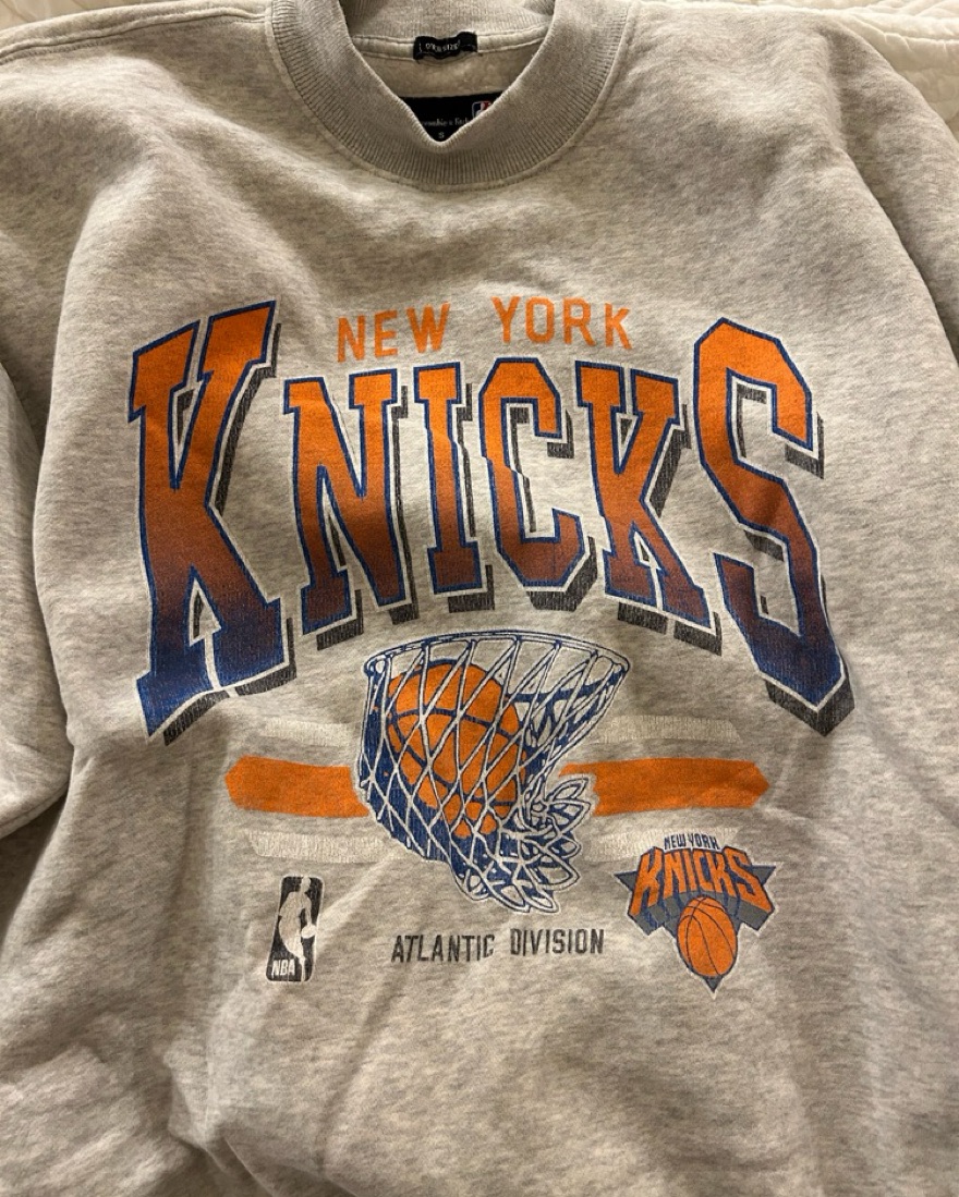 New York KNICKS トレーナー Mitchell & Ness New York Knicks Letterform Crewneck Grey Marle