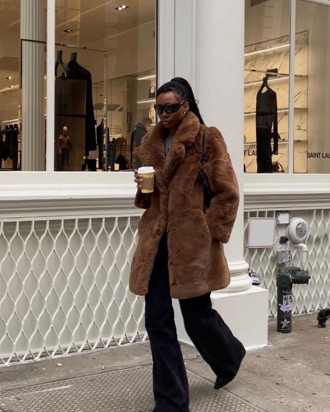 APPARIS Faux Fur Coat Brown by APPARIS - Pickle