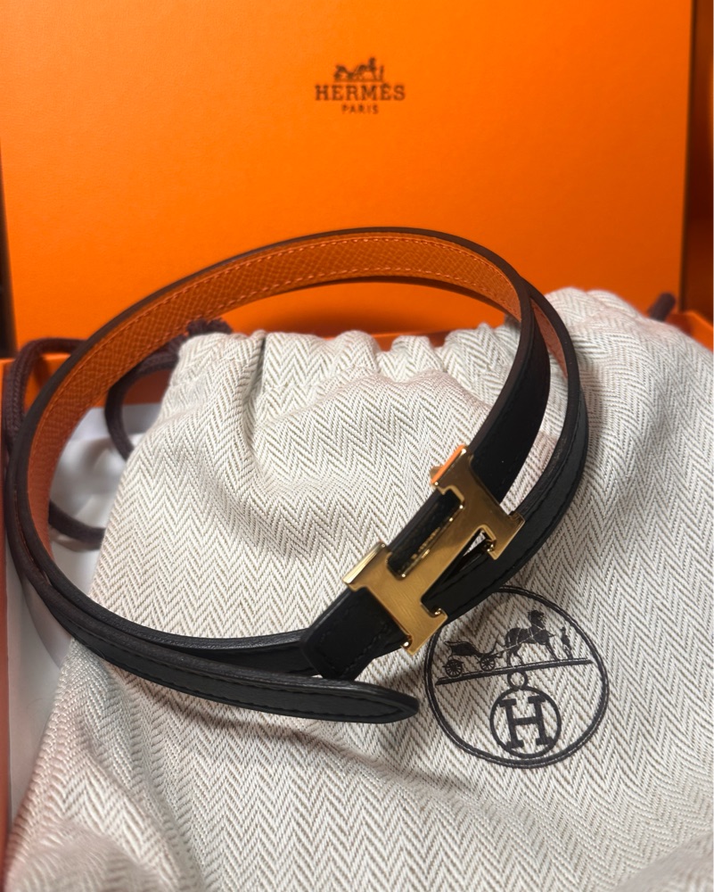 Hermes Mini Belt - 2 sided(Black/Orange) by Hermes - Pickle