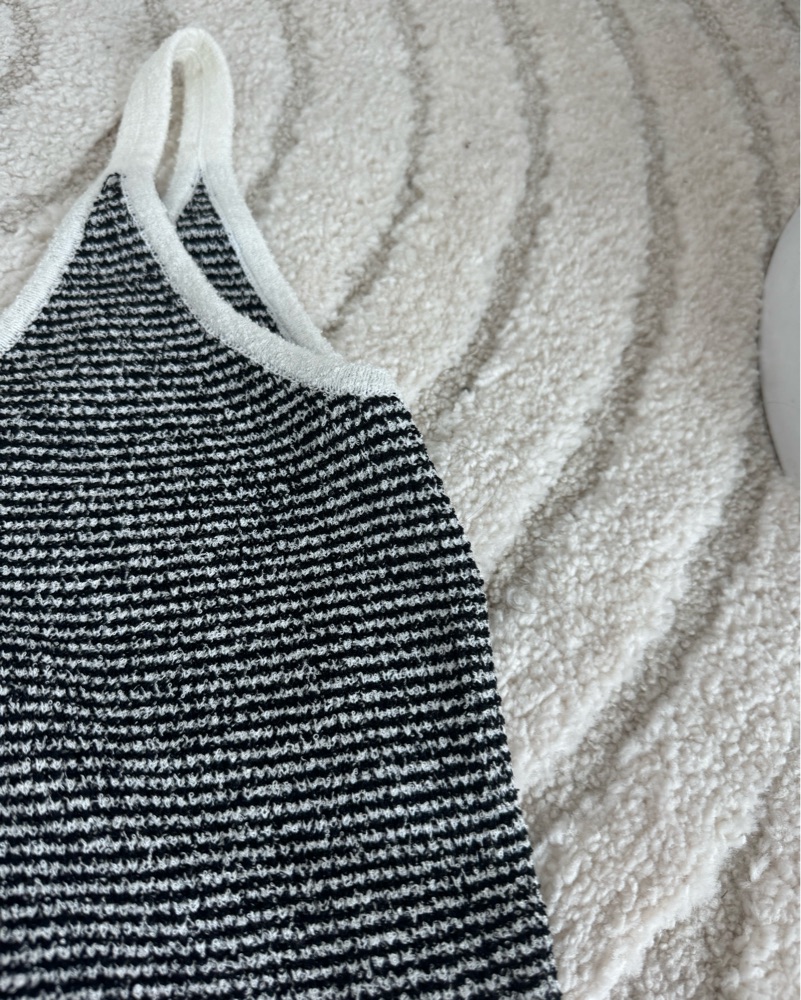 Chanel CC Logo Striped Knit Tank Top by Chanel - Pickle