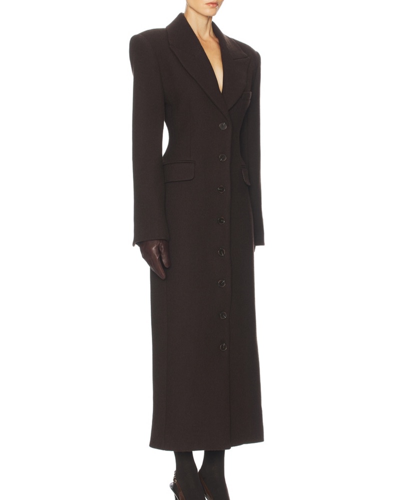 Helsa Wool Blend Topcoat In Dark Brown by Helsa - Pickle