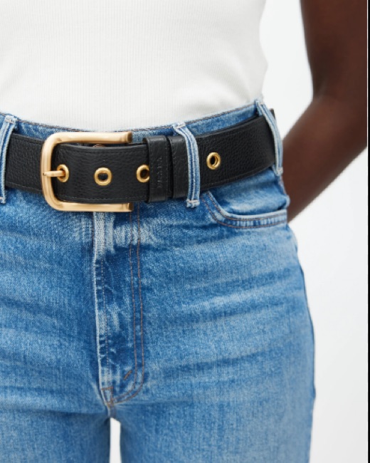 Prada Black Gold Buckle Leather Belt by Prada - Pickle