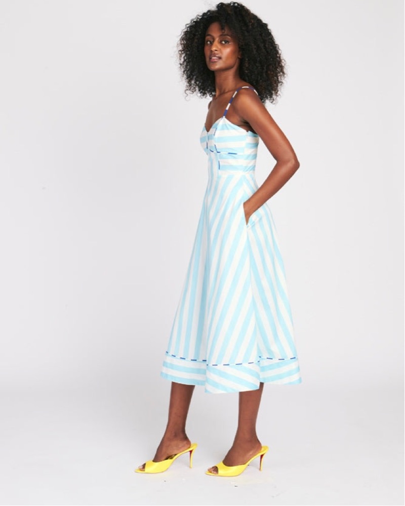 Harper Blue Striped Midi Dress by Rachel Antonoff - Pickle