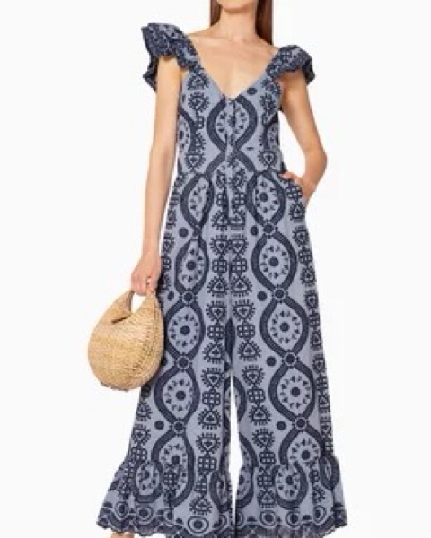Loveshackfancy Blue Edeline Jumpsuit Pickle