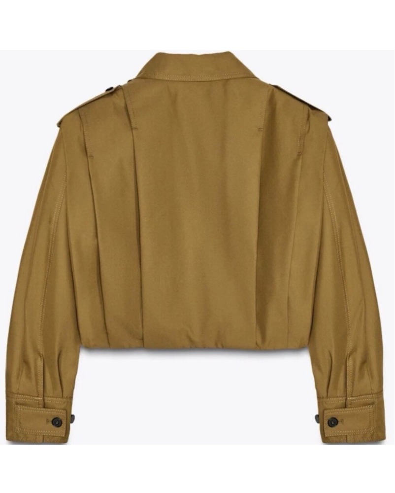 Zara Cropped Pleated Olive Green Jacket by Zara - Pickle