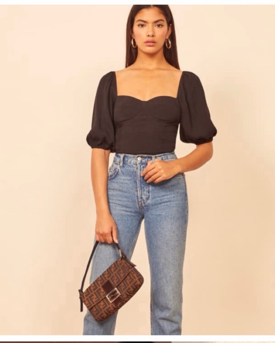 Reformation Black Puff Sleeve Top by Reformation - Pickle