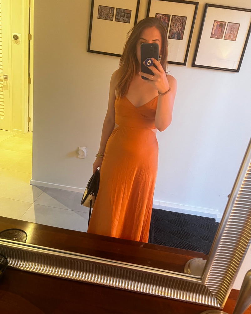 ALC Blakely Orange Cut Out Midi Dress by ALC - Pickle