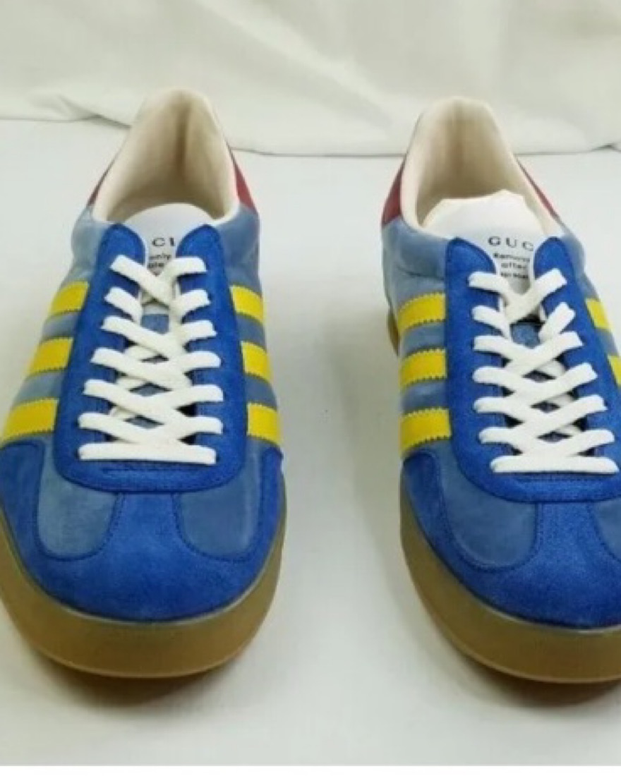 GUCCI スニーカー 青/赤/黄 Adidas X Gucci Gazelle In Blue Velvet by Gucci - Pickle