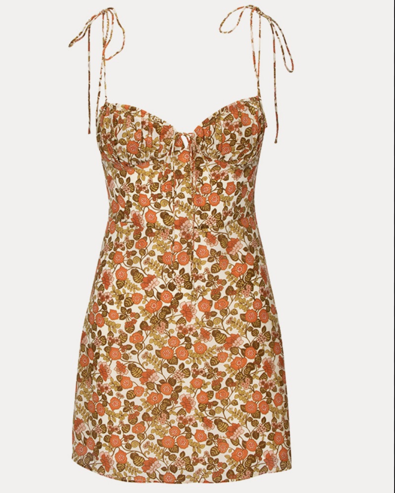 Realisation par ワンピース THE DEVON Realisation Par Devon Dress - 70s Floral by Realisation Par - Pickle