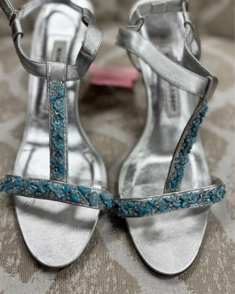 Manolo Blahnik Silver Heels by Manolo Blahnik - Pickle