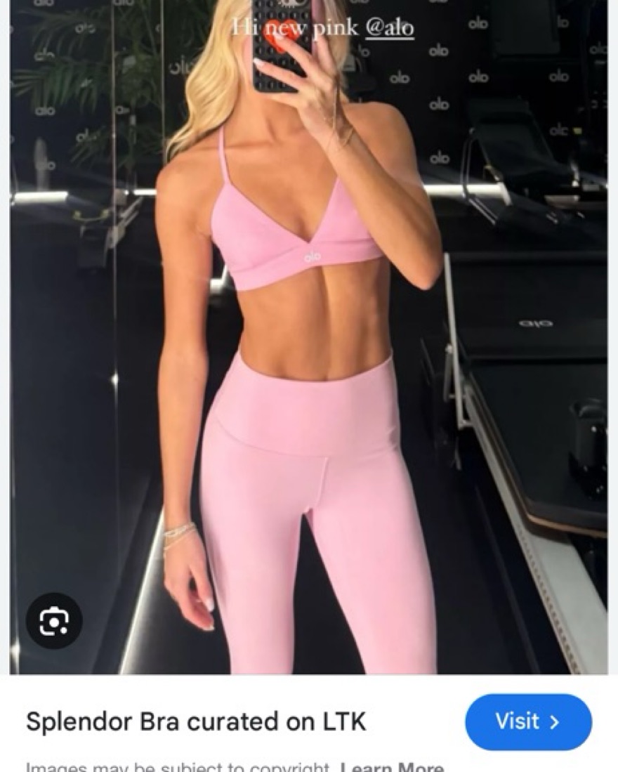 Alo Yoga Pink Splendor Bra and Leggings by Alo Yoga - Pickle