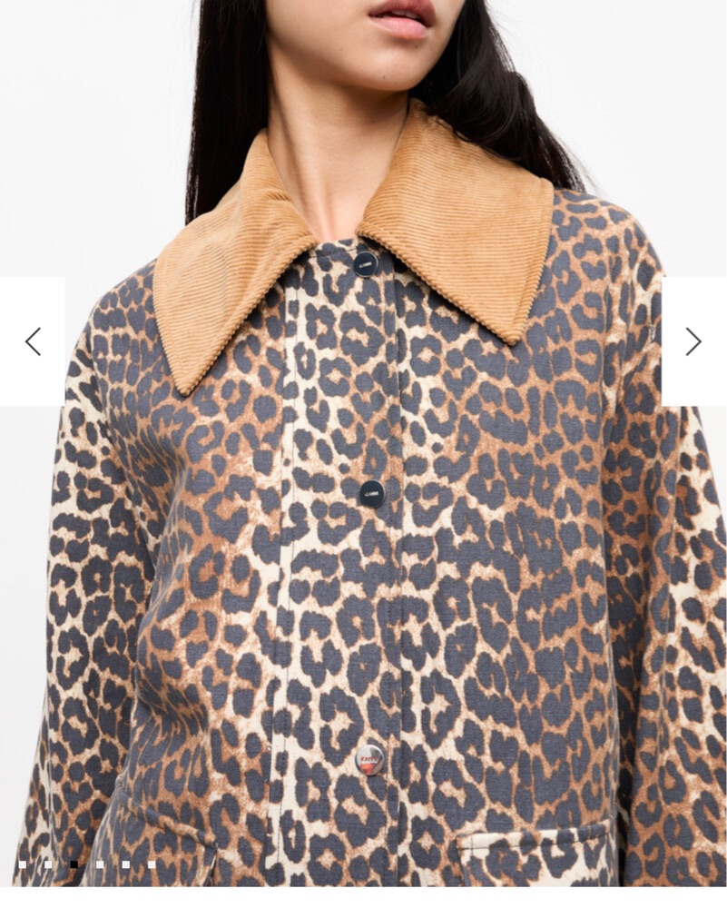 Leopard Printed Canvas Midi Jacket by Ganni - Pickle