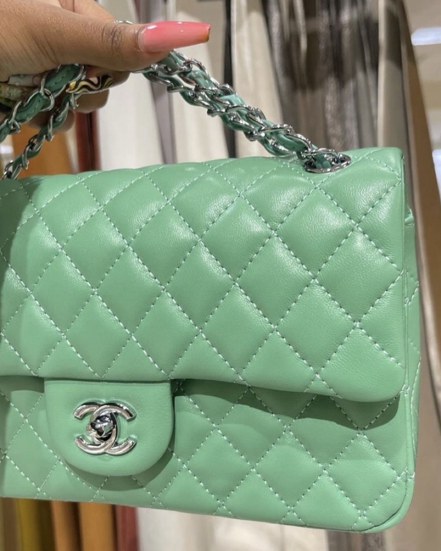 Chanel Pastel Green Lambskin Medium Flap by Chanel - Pickle