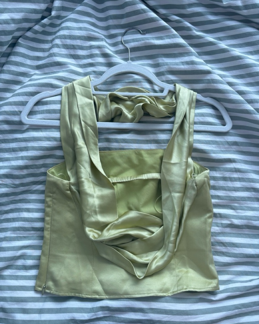 Reformation Sallie Silk Top Green Brat by Reformation - Pickle