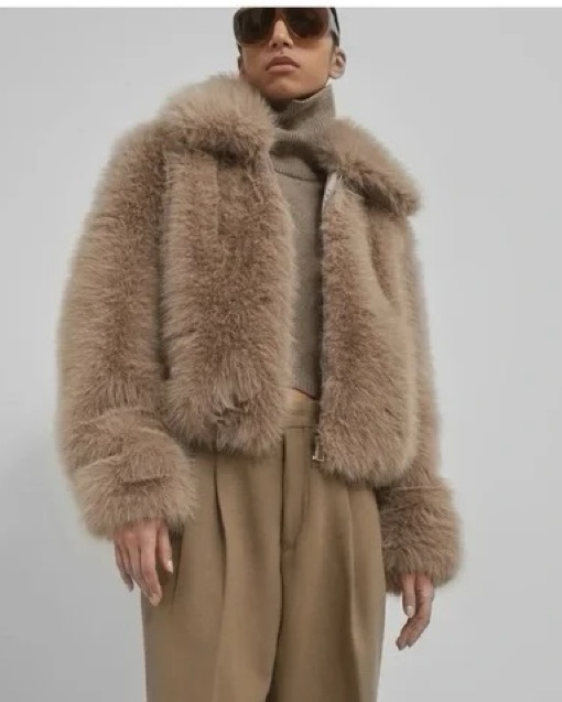 Frankie Shop Faux Fur Jacket Pickle