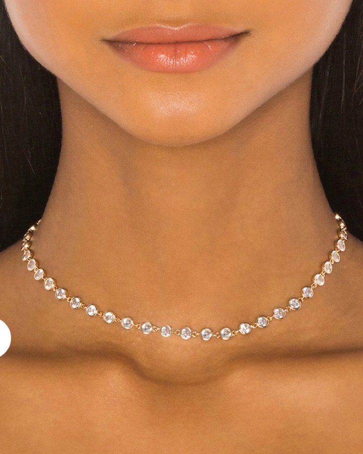Gold & Rhinestone Choker by Ettika - Pickle