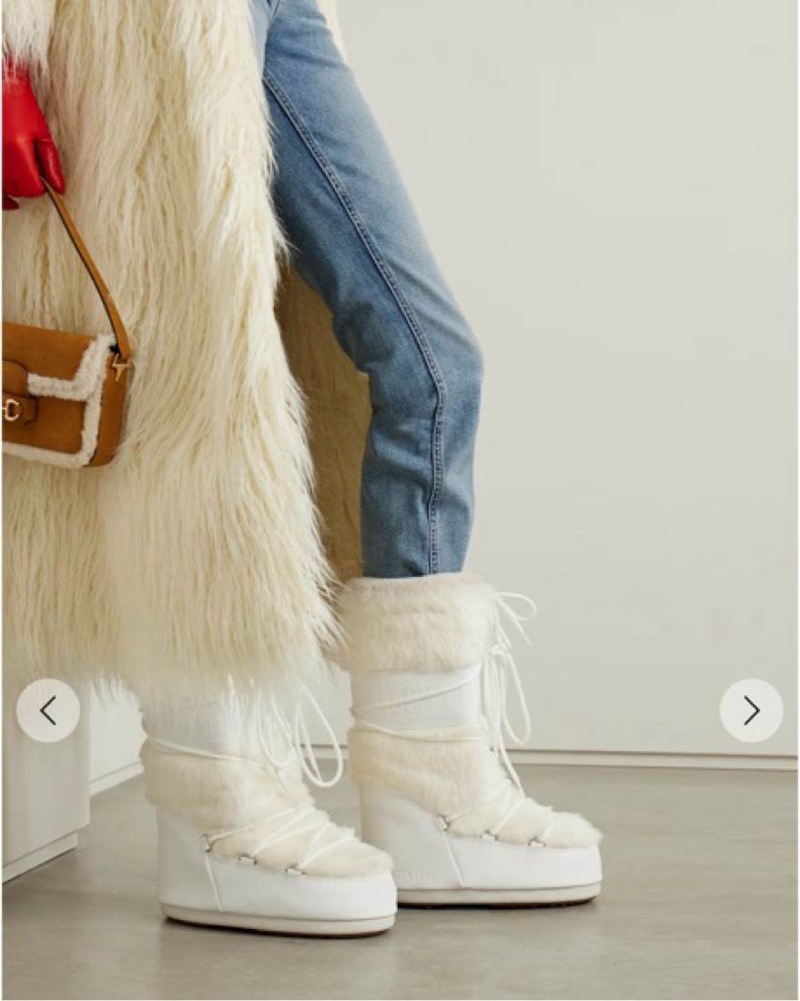 【MOON BOOT】ホワイト フェイクファー スノーブーツ24.5㎝ MOON BOOT】ホワイト フェイクファー スノーブーツ24.5㎝ ICON WHITE