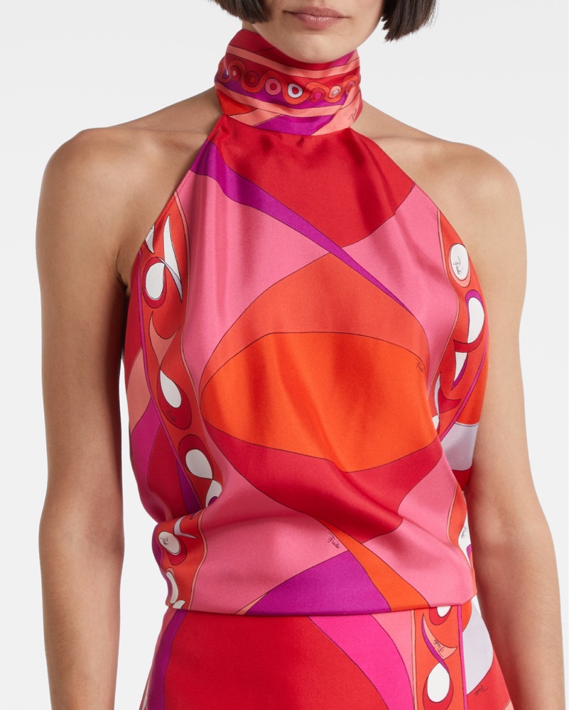 Pucci Open Back Silk Top by Pucci - Pickle