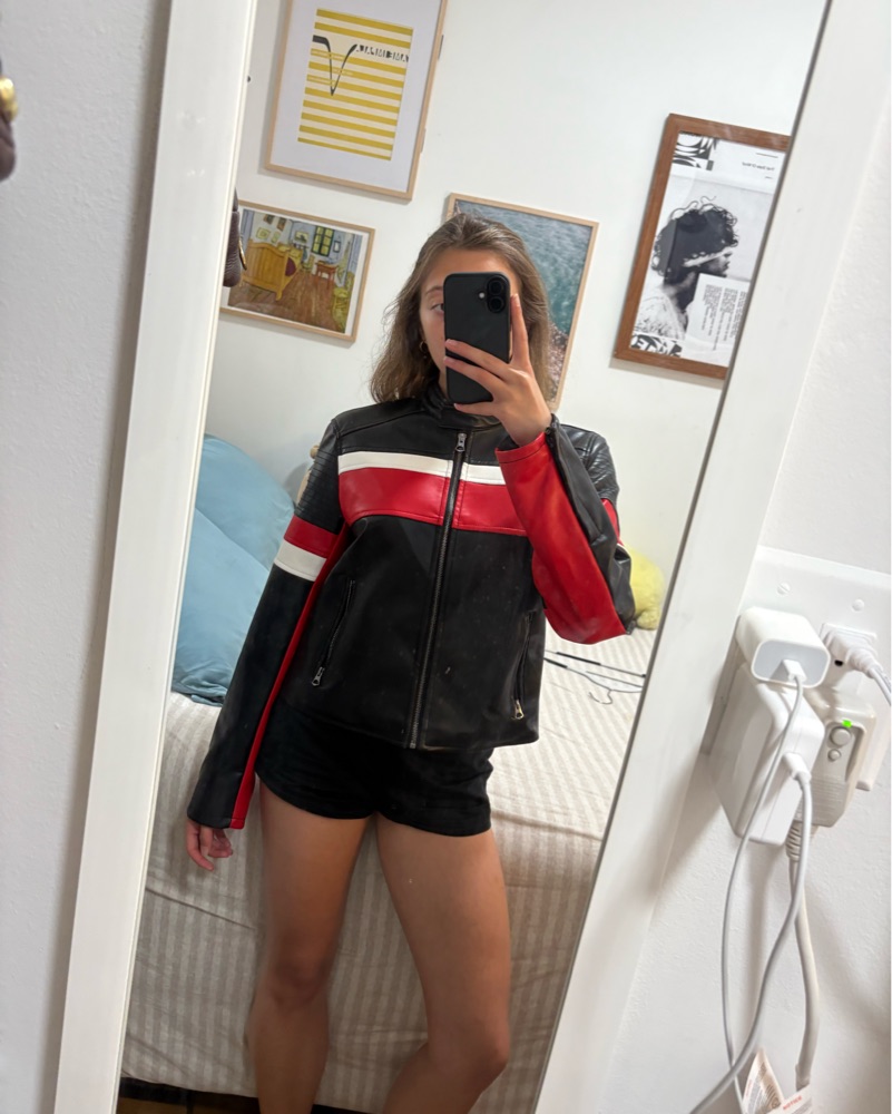 美品MC L – It Shall Be Sleek Leather Moto Jacket Jacket by Ashley by 26 International