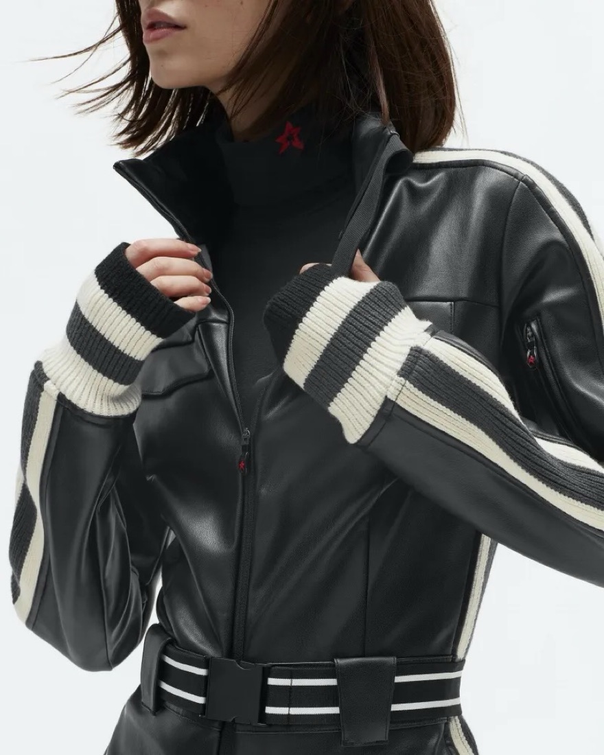 Perfect Moment Crystal Leather Ski Suit by Perfect Moment - Pickle