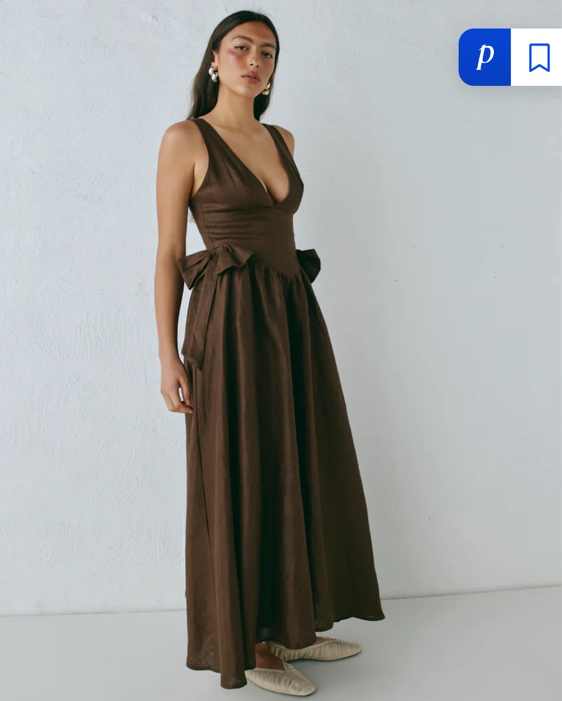 ENOCLE リネン　ロングジレ　TSUHARU ichi grin sm2 VRG GRL Daphne Linen Midi Dress by VRG GRL - Pickle