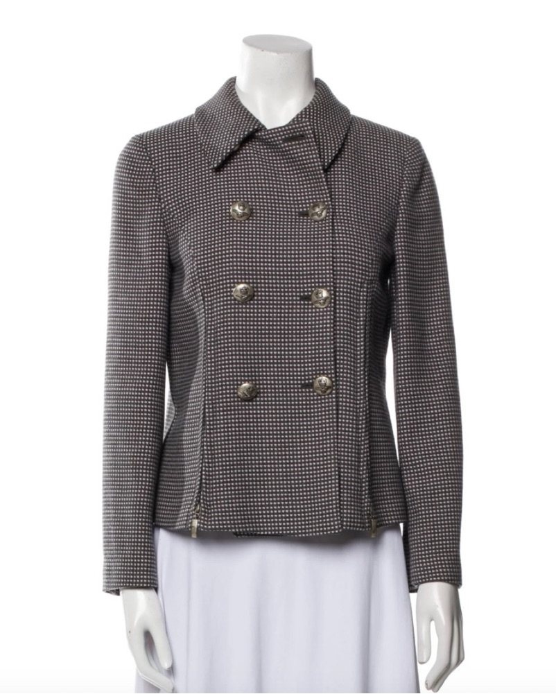 Giorgio Armani Wool Plaid Print Blazer by Giorgio Armani - Pickle