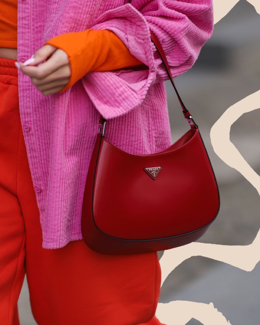 Red Prada Cleo Bag (Small) by Prada - Pickle