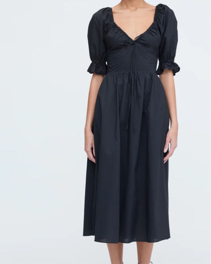 Hill House Black Puff Sleeve Midi Dress by Hill House - Pickle