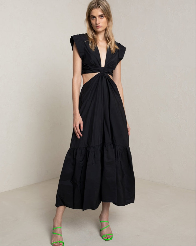 Chic Black Twist-Front Midi Dress by Jason Wu - Pickle