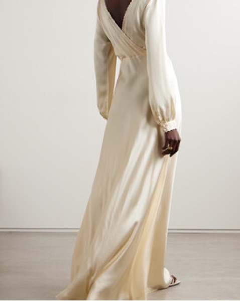カーディガン 2way satin long gown Doen Fiora Cream Satin Maxi Dress by Doen - Pickle