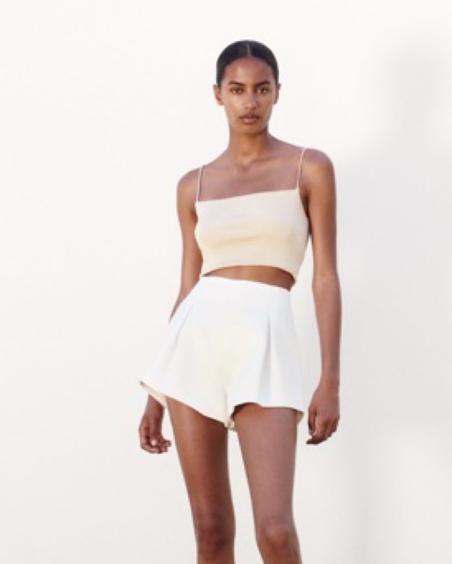 Zara Satin Effect Balloon Shorts White by Zara - Pickle
