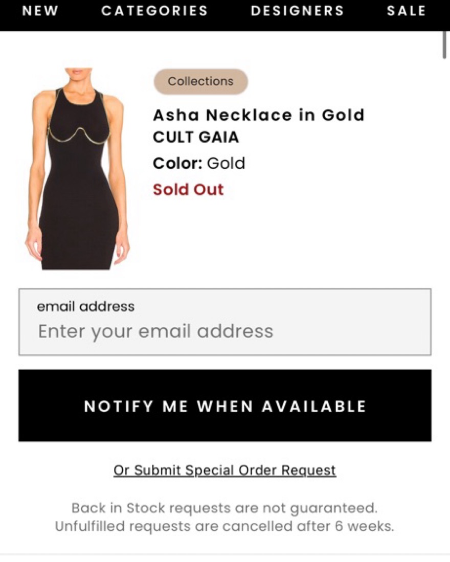 ASHA BRALETTE CHAIN-GOLD 【公式通販】