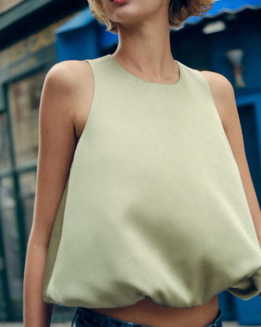 Zara Balloon Satin Top by Zara - Pickle