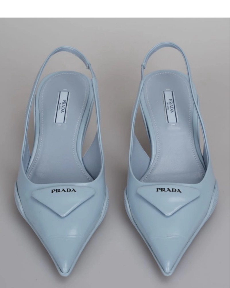 Prada Blue Leather Slingback Pumps by Prada - Pickle
