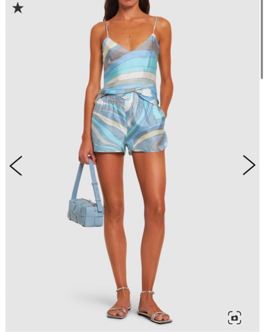 EMILIO PUCCI キャミソール ホルターネック マルチカラー総柄 シルク Emilio Pucci Blue Silk Set by Pucci - Pickle