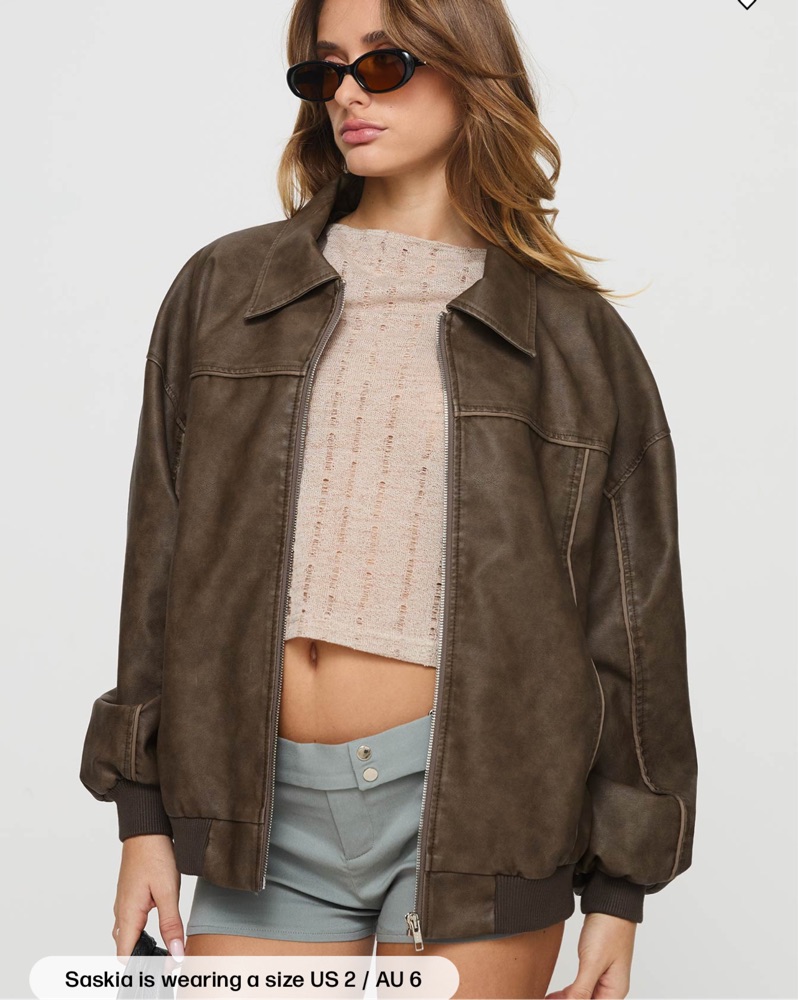 i*m様 JAREY FAUX LEATHER SHORTJACKET BB s Goldsmith Faux Leather Bomber Jacket Washed Forest | Princess Polly