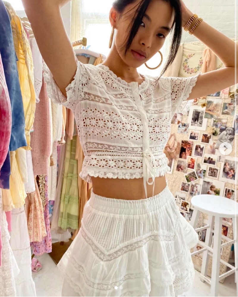Loveshackfancy Eyelet Lace Top by LoveShackFancy - Pickle