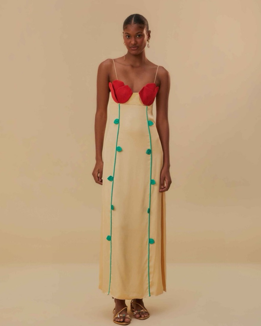 Farm Rio Rose Shaped Bodice Sleeveless by Farm Rio - Pickle