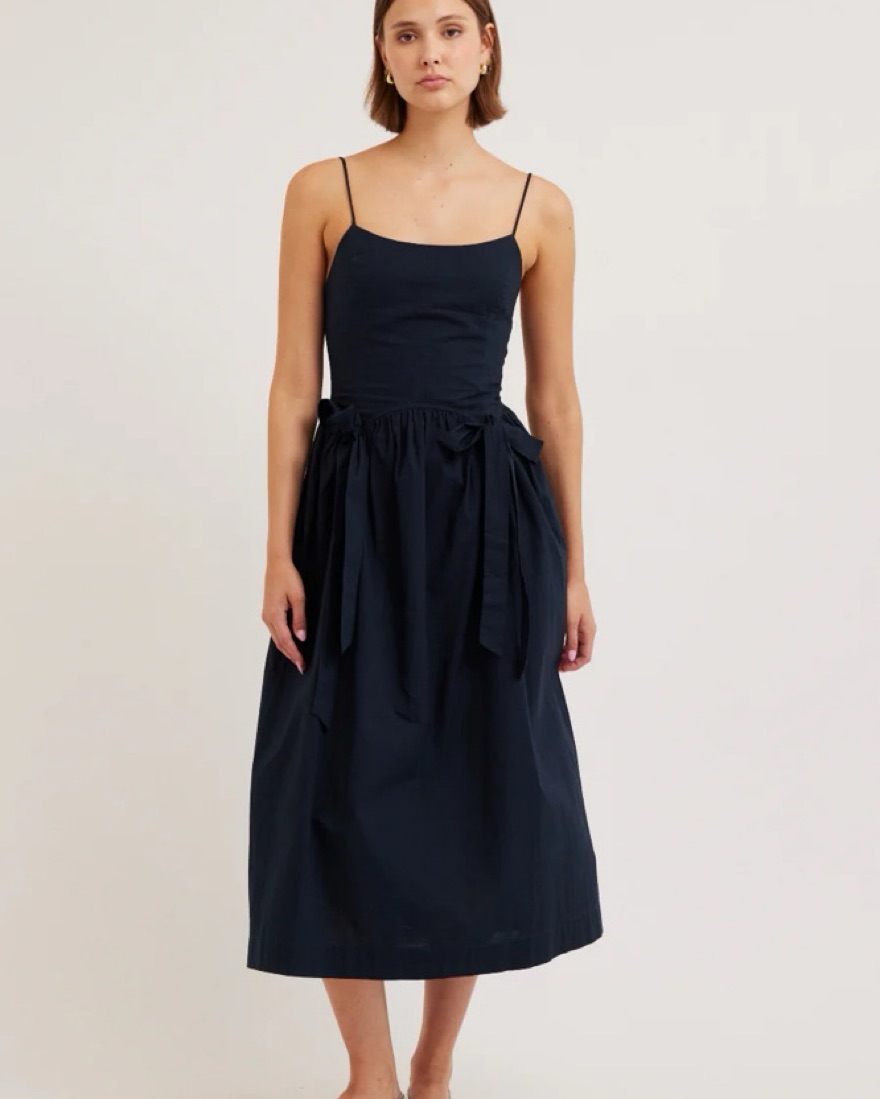 Damson Madder Penelope bow Dress In Navy by Damson Madder - Pickle