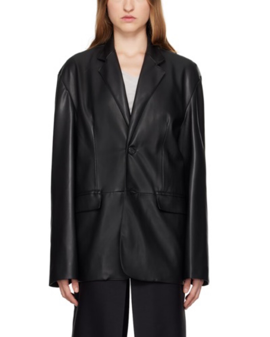 Frankie Shop Leather Olympia Blazer | Pickle