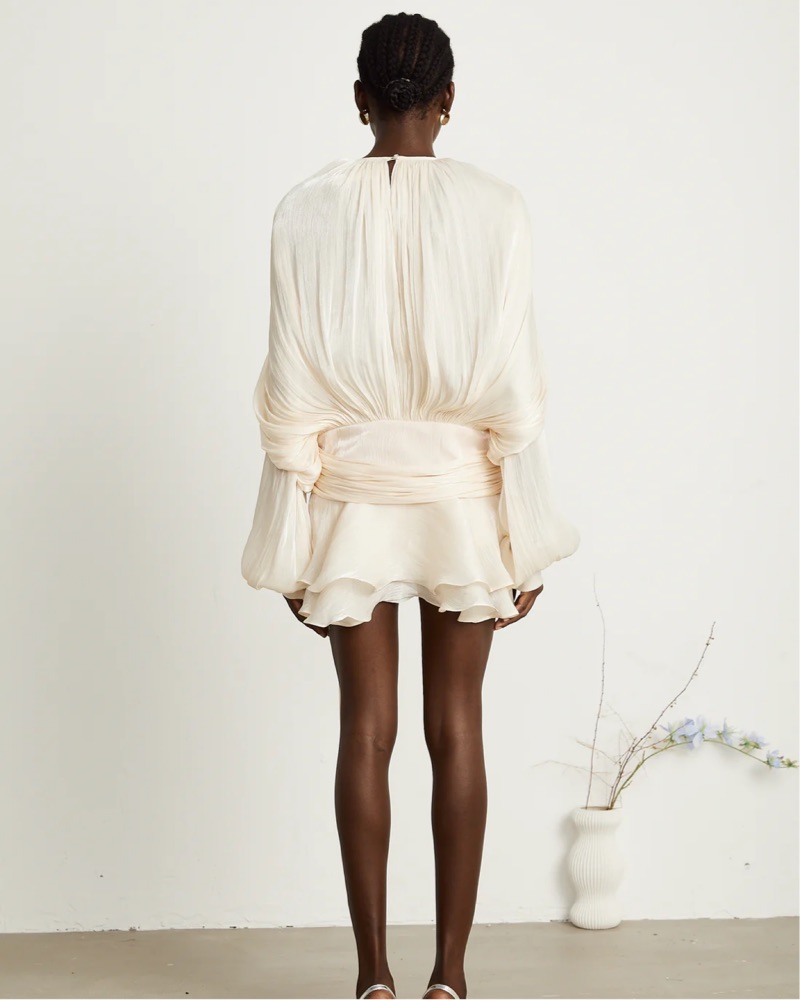 Miss Rosier Eugénie Pleated Mini Dress by Miss Rosier - Pickle
