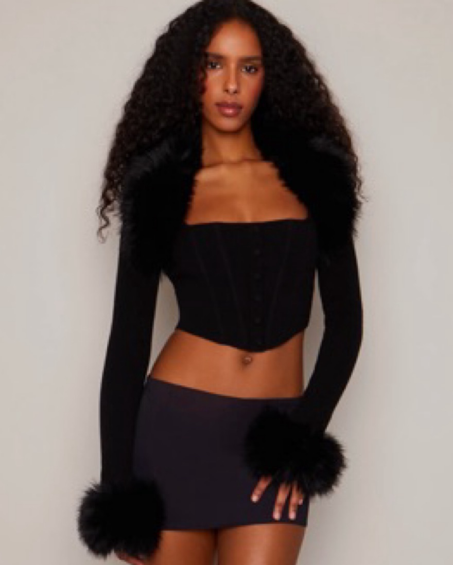 Danielle Guizio Faux Fur Knit Bolero by Danielle Guizio - Pickle