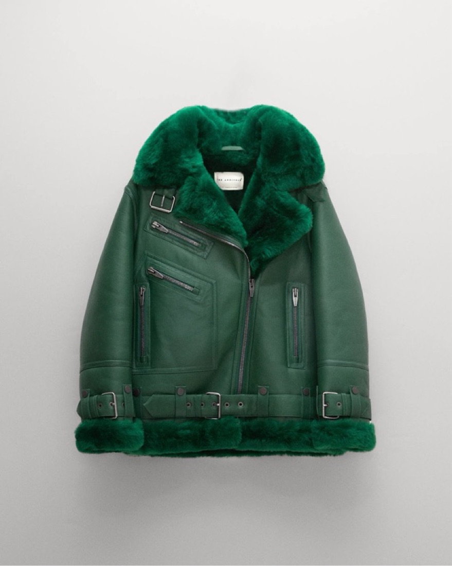 The Arrivals Green Shearing Leather Coat by The Arrivals - Pickle