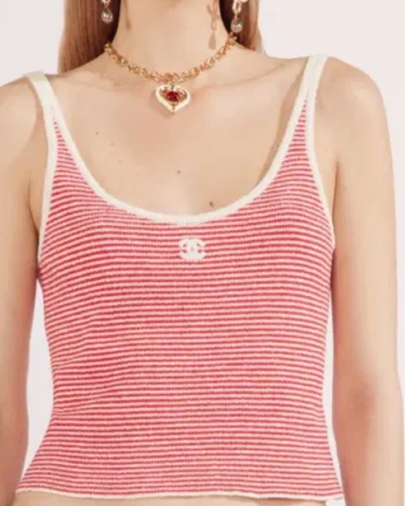 90s CHANEL シャネル　100% コットンニット タンクトップ 90s CHANEL シャネル 100% コットンニット タンクトップ 90s CHANEL