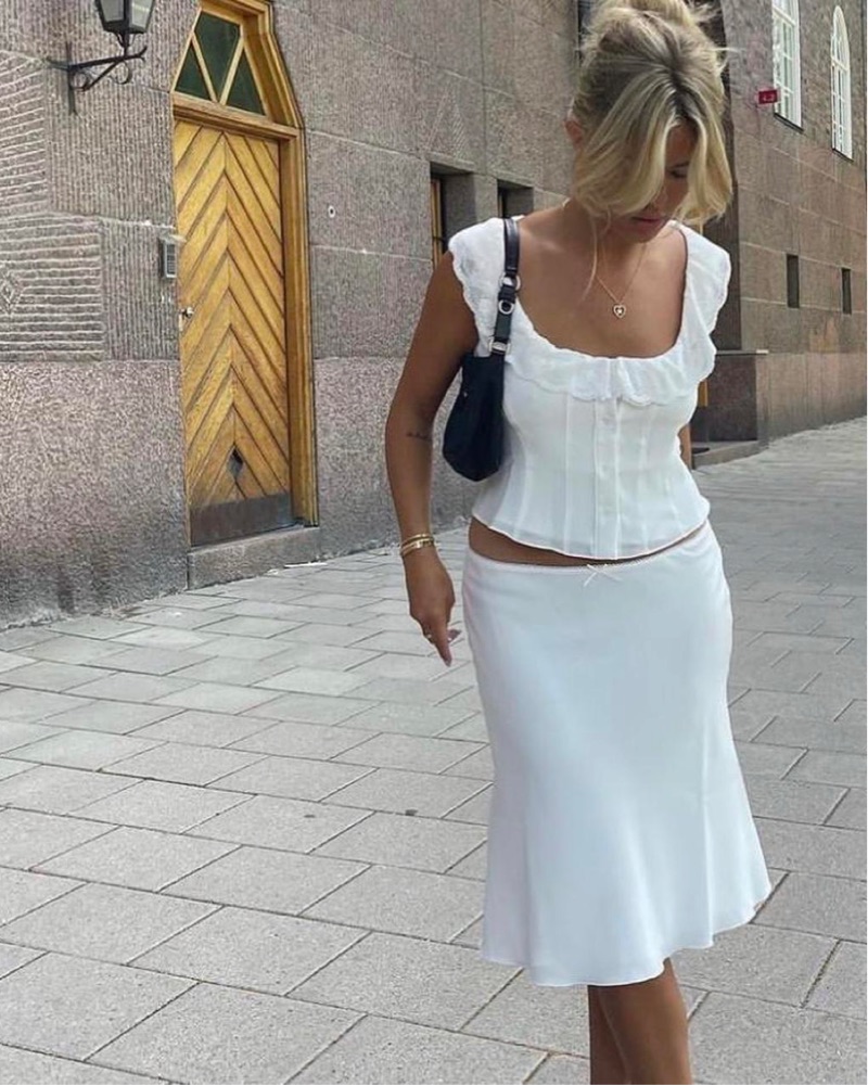 Guizio - Paloma Skirt In White by Danielle Guizio - Pickle